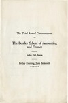 The Bentley School of Accounting and Finance Commencement program, 1922