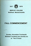 Bentley College Commencement program, 1976, Fall graduates